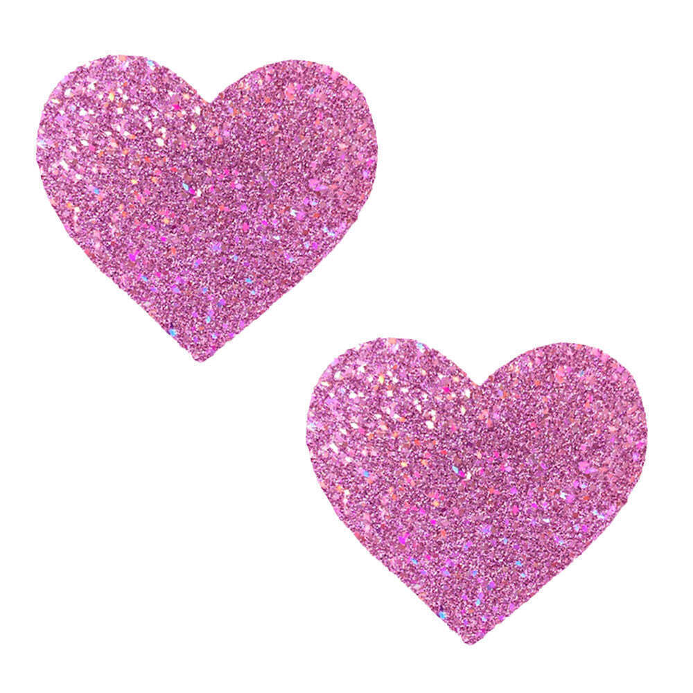 Neva Nude - Pegasus Kisses Iridescent Pink Glitter I Heart U Nipztix Pasties